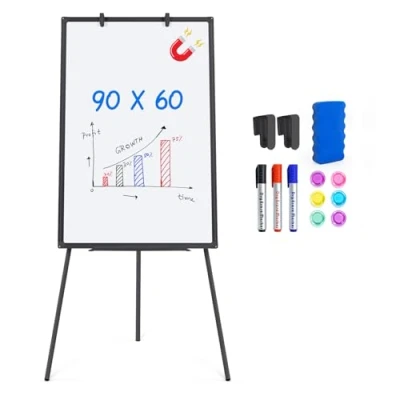 Abbildung von maxtek Staffelei Whiteboard Magnetische, tragbare, trocken abwischbare Staffelei, 90 x 60 cm, Stativ, Whiteboard, höhenverstellbar, Flipchart, Ständer, für Büro oder Unterricht