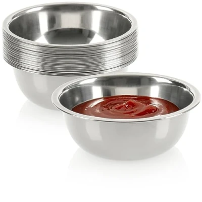 Abbildung von com four® 16x Saucenschälchen kleine Schalen Schüssel für Saucen, Dips und Snacks Snackschalen, Set Gewürzschale Metallschüssel klein rostfreier Stahl (16 Stück)