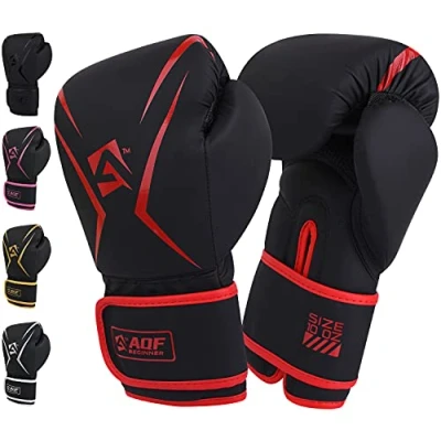 Abbildung von AQF Boxhandschuhe, Boxsack Leder Handschuhe Herren Frauen, MMA Sandsäcke, Boxhandschuhe Kinder Für Kickboxen, Muay Thai, Kampfsport Boxing Gloves 4 6 8 10 12 14 16 Oz (6 oz, Rot)