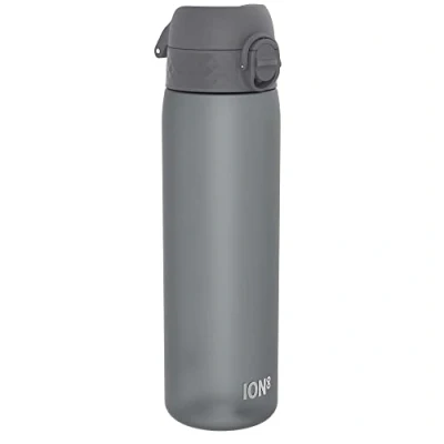 Abbildung von Ion8 Trinkflasche, 500 ml, Auslaufsicher, Einhandöffnung, Sichere Verriegelung, Spülmaschinenfest, BPA frei, Tragegriff, Klappdeckel, Leicht zu Reinigen, Klimaneutral, Grau