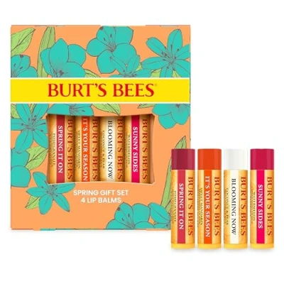 Abbildung von Burt&#039;s Bees Lippenbalsam Geschenkset, 4 Lippenbalsam, Granatapfel, Kokosnuss und Birne, Süße Mandarine, Frisch gepflückt, x 4,25 g