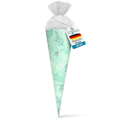 Abbildung von itenga Geschwisterschultüte 35cm Geschenkverpackung Schultüte Kinder Erwachsene Party (Pflanzen)