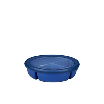 Abbildung von Mepal Bento Schüssel, Multischale mit 3 Fächern, rund Cirqula Frischhaltedose luftdicht Mahlzeiten getrennt aufbewahren Meal Prep Boxen &amp; Vorratsdosen Vivid blue