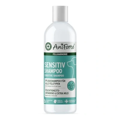 Abbildung von AniForte Fellharmonie Hundeshampoo Sensitiv mit Aloe Vera 200ml für leicht kämmbares Fell &amp; Vitale Haut, Pflegeshampoo Sensible Hunde, frei von Farbstoffen Parfum