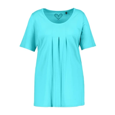 Abbildung von Ulla Popken, Damen, große Größen, T Shirt, Zierfalten, A Linie, Rundhals, Halbarm, Modal