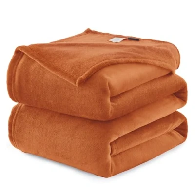 Abbildung von WAVVE Kuscheldecke Flauschig Decke Fleecedecke Sofadecke 150x200 cm Warm Wohndecke Couchdecke, Orange Weich Sofaüberwurf XL