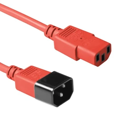 Abbildung von ACT Kaltgerätekabel 3m, C13 zu C14 Verlängerung, IEC Stecker Buchse 3 Pin AK5107 Rot Meter