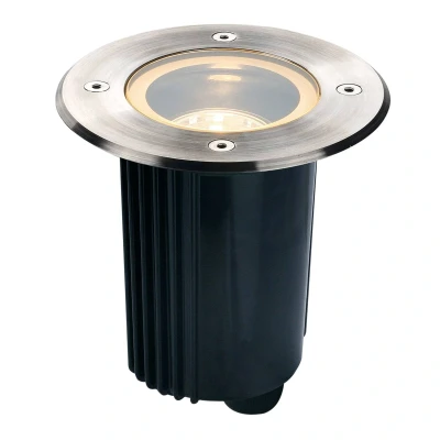 Abbildung von SLV DASAR 115 Outdoor Bodeneinbaustrahler, Einbauleuchte aussen, Außenleuchte, Bodenstrahler, Bodenleuchte GU10, IP67, rund, edelstahl 316, max. 35W
