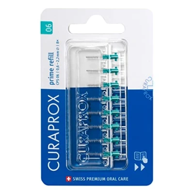 Abbildung von Curaprox Interdentalbürsten CPS 06 prime, Refill, 8 Stück, 0.6 mm Durchmesser, 2.2 Wirksamkeit, türkis, Nachfüllpackung, ohne Halter