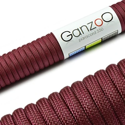 Abbildung von Ganzoo Paracord 550 Seil Weinrot 4mm Schnur Typ 3, Nylon &amp; Polyester, ideal für Basteln von Hundeleine Halsband Armband/Camping Survival und Outdoor 3 Meter Allzweckseil 7 Innenstränge