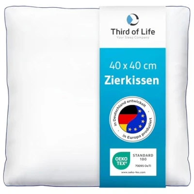 Abbildung von Kissen 40x40 inSPIRO, Kleines Zierkissen vom Gewinner des Innovationspreis Ergonomie, Weiche Kissenfüllung, Sofa für Allergiker, Kuschelkissen, Dekokissen Couch, Bett, 95 waschbar