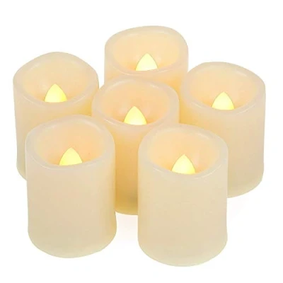 Abbildung von Flameless Flickering LED Votive Tealight Candles Battery Operated with Timer / 6 Hours On and 18 Off Per Cycle, Tea Light for Outdoor Halloween Pumpkin Christmas Decorations