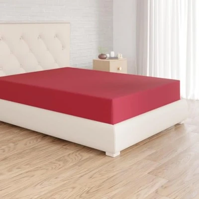 Abbildung von Amazon Basics Spannbettlaken, 160 x 200 30 cm, Mikrofaser, Spannbetttuch Matratzenhöhe bis Burgunderrot