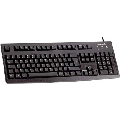 Abbildung von CHERRY G83 6105, Kabelgebundene Tastatur für Industrieanwendungen, Deutsches Layout (QWERTZ), Abriebfeste Tasten, Leicht zu Reinigen, Recyclingfähig, Schwarz