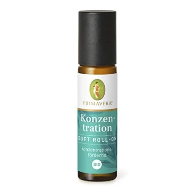 Abbildung von PRIMAVERA Duft Roll On Konzentration bio 10 ml Zitrone, Riesentanne und Salbei Aromaöl, Duftöl, Aromatherapie für unterwegs konzentrationsfördernd vegan