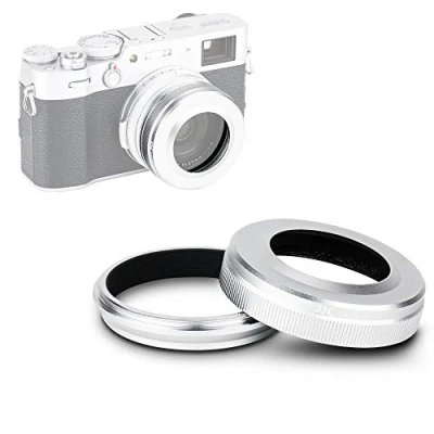 Abbildung von JJC Gegenlichtblende aus Metall mit Adapterring für Fujifilm Fuji X100VI X100V X100 X100S X100T X100F Kameras, Ersetzt LH Sonnenblende, AR Adapterring, Silber