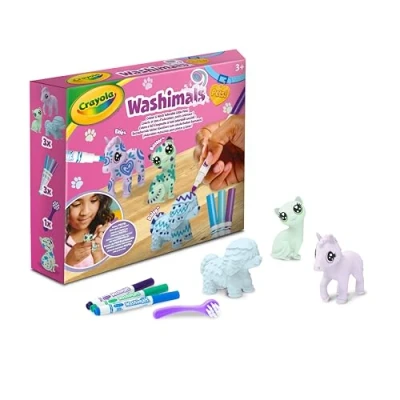 Abbildung von CRAYOLA Washimals Pets Nachfüllset mit 3 Tierbabys Pastellfarben, abwaschbare Filzstifte und Bürste, Spiel Geschenk für Kinder, ab Jahren, 74 7511