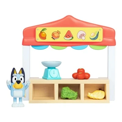 Abbildung von BlueY Mini Spielsets Bauernmarkt Spielset . Enthält Bingo Figur Mit beweglichen Gelenken, Einkaufstasche und Zubehör Spielgeld