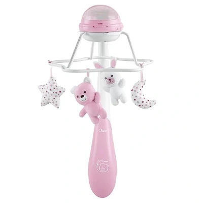 Abbildung von CHICCO First Dreams Rainbow Musical Karussell, 3in1 Neugeborenen Karussell mit beruhigenden Melodien und Regenbogen Projektion, 4 weichen Anhängern, kompatibel Next2Me Wiegen, 0 Monate +, Rosa