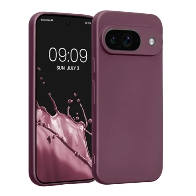 Abbildung von kwmobile Handyhülle kompatibel mit Google Pixel 9 Hülle weiche Silikon Case metallisch schimmernd in Metallic Lavendel