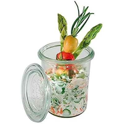 Abbildung von APS 12 Original WECK Gläser 160 ml mit Deckel, Ø 6 cm, H: 8 Mini Sturzform Glasdeckel, Einmachglas, Dekoglas, Dessertglas, Vorratsglas, spülmaschinengeeignet