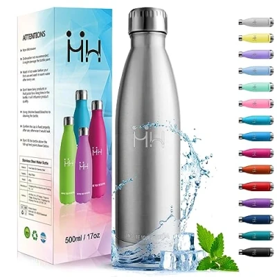 Abbildung von HoneyHolly Trinkflasche Edelstahl, Kinder, 500ML BPA frei, Thermosflasche, Wasserflasche Doppelwandig, Kohlensäure Geeignet, Sport für Fitness, Gym, Fahrrad