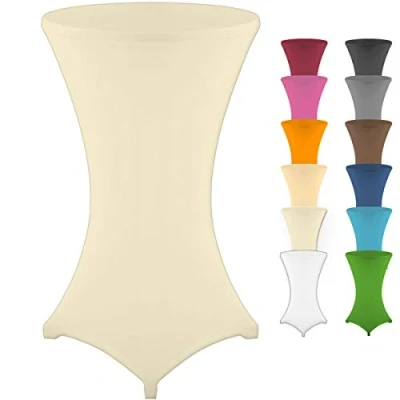 Abbildung von Gräfenstayn® Stretch Stehtischhusse Diana mit Öko Tex Siegel, Verstärkung im Fußbereich, 40C Maschinenwäsche in vielen Farben und Größen Ø60 65cm / Ø70 75cm Ø80 85cm (Creme, 85cm)