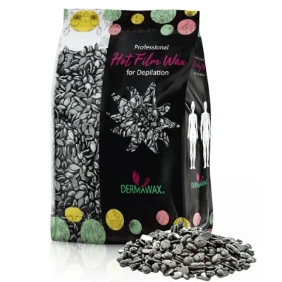 Abbildung von Dermawax Black Wachs Heisswachs Waxing Perlen Wachsperlen zur Ganzkörper Haarentfernung für Männer und Frauen Gesicht Rücken Arme Beine Bikini Zone Ohren Nasen Enthaarung (1 kg, Silver)