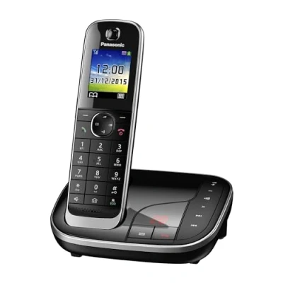Abbildung von Panasonic KX TGJ320GB Schnurlostelefon mit Anrufbeantworter, Freisprecheinrichtung, Farb LCD, DECT Sicherheit, Strahlungsarm, langlebiger Akku, Schwarz