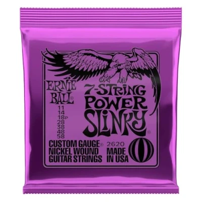Abbildung von Ernie Ball Power Slinky 7 Saiter Nickel Wound E Gitarrensaiten, Stärke 11 58