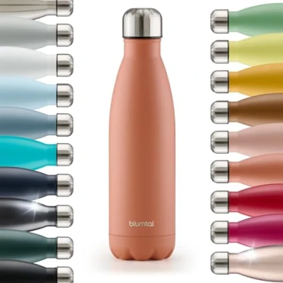 Abbildung von Blumtal® Trinkflasche Edelstahl Charles Thermosflasche 1000 ml BPA freie Thermo isoliert kalt&amp;warm auslaufsichere Metall Cameo Brown Braun