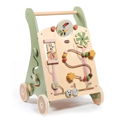 Abbildung von Tiny Love Baby Lauflernwagen Holz, 2 in 1 Activity Lauflernhilfe, 12 interaktive Aktivitäten, motorische Fähigkeiten, kognitive Entwicklung, natürliches Design, 18+ Monate, Boho Chic