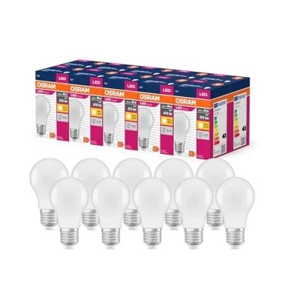 Abbildung von OSRAM LED Star Value Classic A40 Lampe für E27 Sockel, Birnenform, FR, 470 Lumen, warmweiß (2700K), Ersatz herkömmliche 40W Glühbirnen, nicht dimmbar, 10er Pack