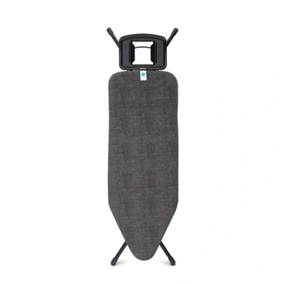 Abbildung von Brabantia Bügelbrett C für Dampfbügeleisen XL Dampfbügelbrett Höhenverstellbar Links oder Rechtshänder Solider Vierfußrahmen Bügeleisen bis 15 cm Denim Black 124 x 45