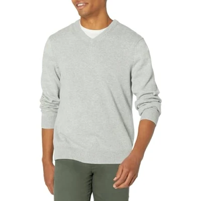 Abbildung von Amazon Essentials Herren Pullover mit V Ausschnitt (in Übergröße erhältlich), Hellgrau Meliert, XXL