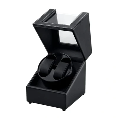 Abbildung von Mcbazel Uhrenbeweger 2 Uhren, USB DC Aufladung für automatikuhren PU Leder