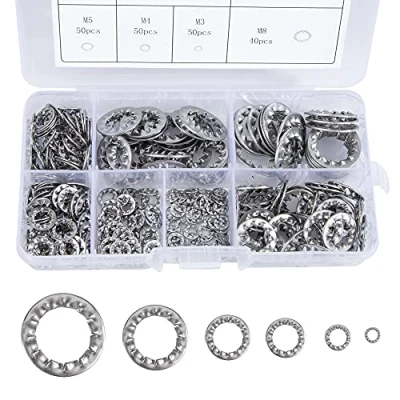 Abbildung von QIMEI SHOP Sicherungsscheiben Starlock Innenzahn Unterlegscheiben Edelstahl M3 M4 M5 M6 M8 M10 M12 Sicherungsscheibe Unterlegscheibe Sortiment Set 270 Stück