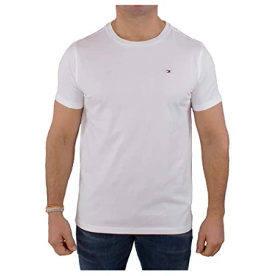 Abbildung von Tommy Hilfiger Herren T Shirt Kurzarm Rundhalsausschnitt, Weiß (White), S