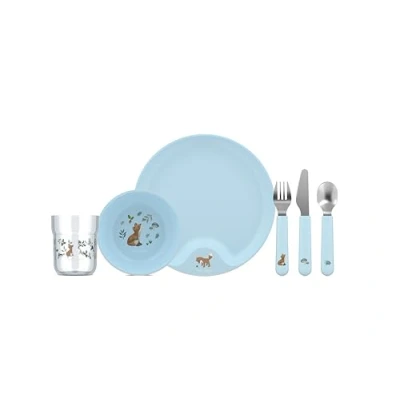 Abbildung von Mepal Kindergeschirr Set Mio Little Dutch Kinder Geschirr Inklusive Kinderglas, Kinderteller, Kinderschale und Kinderbesteck Spülmaschinengeeignet &amp; BPA frei 6 teilig Forest Friends