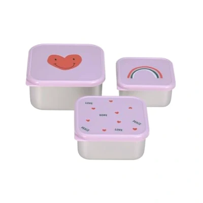 Abbildung von LÄSSIG Snackbox Kinder 3er Set Edelstahl Brotdose/Snackbox Stainless Steel Happy Rascals Heart