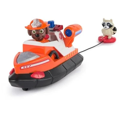 Abbildung von PAW PATROL Fire Rescue Zumas Rettungsboot mit Zuma Hundefigur und Waschbärenfigur, Spielzeug für Kinder ab 3 Jahren