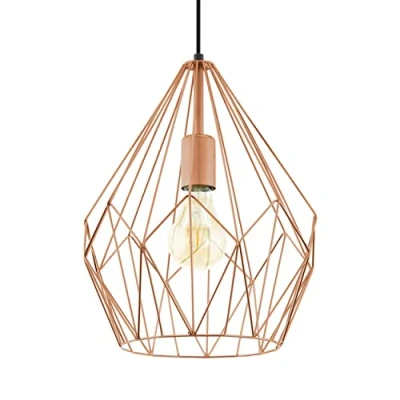 Abbildung von EGLO Pendelleuchte Carlton, 1 flammige Vintage Esszimmerlampe, Retro Hängelampe aus Metall in Kupfer, E27 Fassung