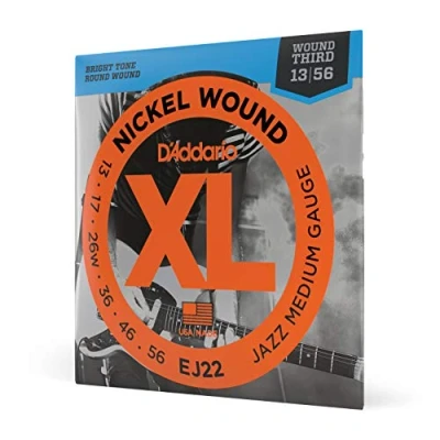 Abbildung von D&#039;Addario Gitarrensaiten E Gitarre Gitarren Saiten EJ22 Jazz Medium, 13 56 1 Stück