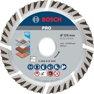 Abbildung von Bosch 10x PRO Multi Material Longlife Diamanttrennscheiben für 22,23‑mm Bohrung und kleine Winkelschleifer (für Beton, Stahlbeton, Ø 125 mm, Professional Zubehör Kleiner Winkelschleifer)