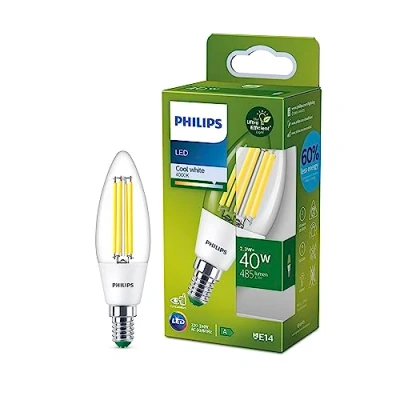 Abbildung von Philips Classic ultraeffiziente LED Lampe mit Energieeffizienzklasse A, ersetzt 40W, E14 Sockel, Kerze, klar, neutralweißes Licht (4000K), 1er Pack, alte Generation