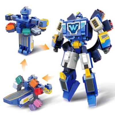 Abbildung von Super Wings 3 in 1 World Space Verwandelnder Roboter mit den Mini Figuren Jett und Dizzy, Verwandlungsspielzeug für Jungen Mädchen ab Jahren, blau