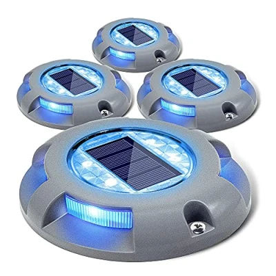 Abbildung von Siedinlar Solar Bodenleuchten Solarlampen für Außen Gartenleuchten LED Licht Wasserdichte Rasen Auffahrt Weg Hof 4 Pack (Blau)