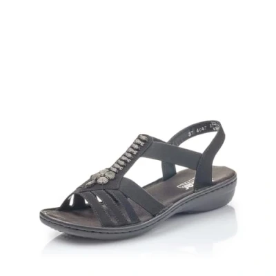 Abbildung von Rieker Damen Pantoletten 60806, Frauen Slipper,Gartenschuhe,Sommerschuhe,sommerclogs,Schlupfschuhe,schluepfschuhe,Slides,schwarz (00),37 EU / 4 UK
