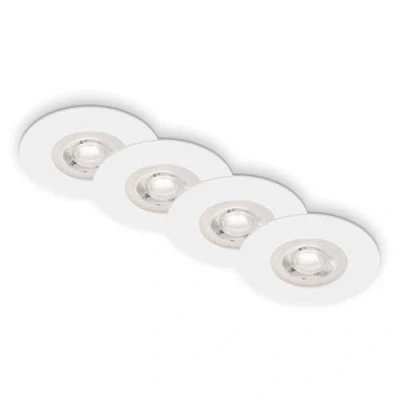 Abbildung von BRILONER Leuchten 4er Set Einbauleuchten Decke, Dimmbar, LED Einbaulampen ultraflach, Einbaustrahler Bad, Badeinbaustrahler IP44, Weiß Matt, 90x25 mm (DxH), 7999 046