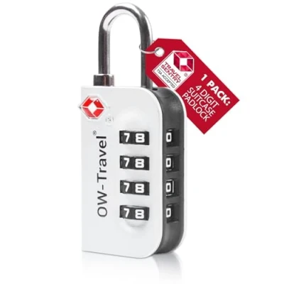 Abbildung von OW Travel Zahlenschloss 4 Stellig Kofferschloss Vorhängeschloss Gepäckschloss Sicherheitsschloss Diebstahl Sicheres Lock TSA USA Schloss Zahlencode für Reise Koffer Spind Rucksack Luggage:1 Silber